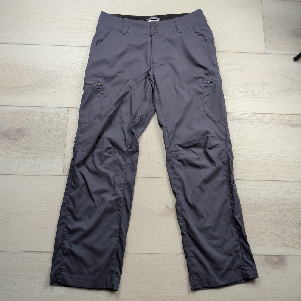 LL Bean Vista Camp Pants Womens 4 Petite Gray Convertible Roll Tab Hiking 300438